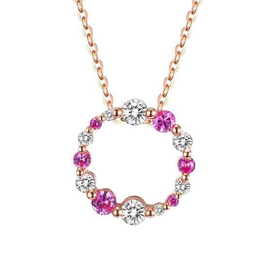 MEMORA诗普琳爱的花环系列18K金钻石套链粉蓝宝石榴石群镶项链DN0239 商品图1