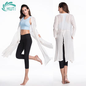 HWT全麻折绉时尚开叉开衫