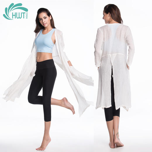 HWT全麻折绉时尚开叉开衫 商品图0