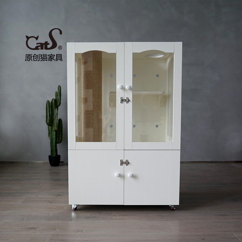 CatS猫家具 高端家用隔离柜 钢化玻璃木制透气猫笼猫别墅 包邮
