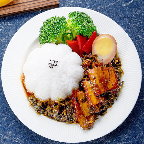 梅菜扣肉饭套餐梅菜扣肉有机米饭鸡蛋汤