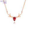 【1件7.5折】心花鹿放系列石榴石托帕石18K金项链KN2637 商品缩略图8