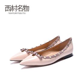 西村名物2020春季新品时尚潮流百搭女单鞋小牛皮女鞋T20AE19821