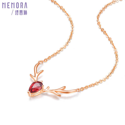 【1件7.5折】心花鹿放系列石榴石托帕石18K金项链KN2637 商品图3