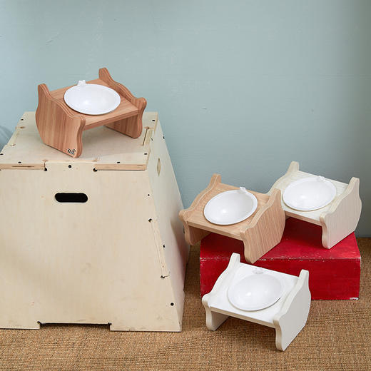 CatS猫家具萌猫斜面木制猫餐桌 猫碗架猫食盆 彩色猫瓷碗 包邮 商品图1