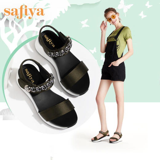 商场同款 | Safiya/索菲娅坡跟中跟休闲甜美露趾商场同款松糕鞋女厚底凉鞋女SF82115321 商品图1