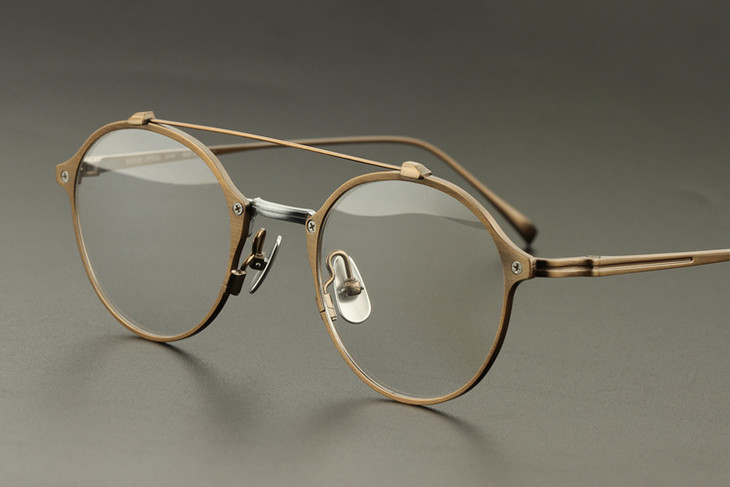 「日本极简风格古铜色双梁复古纯钛镜框」超轻飞行员眼镜 男女情侣款