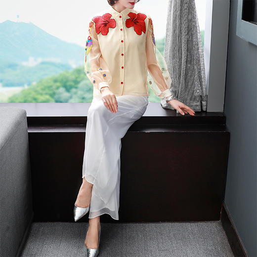 OG-99437春季新款复古名族风刺绣休闲开衫衬衣外套 商品图1