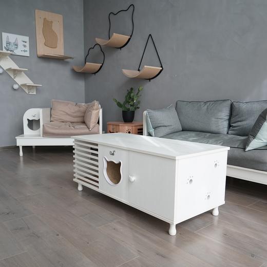 CatS猫家具 人猫共用茶几 八角边几小边桌储物柜剑麻钻桶 包邮 商品图1