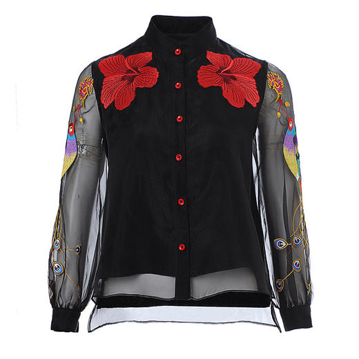 OG-99437春季新款复古名族风刺绣休闲开衫衬衣外套 商品图4