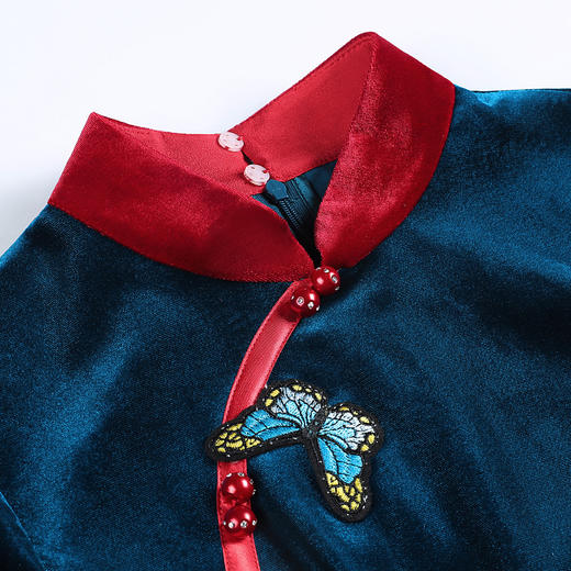 DLQ-A1712新款端庄大气宴会名媛礼服金丝绒改良旗袍裙 商品图2