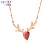 【1件7.5折】心花鹿放系列石榴石托帕石18K金项链KN2637 商品缩略图1