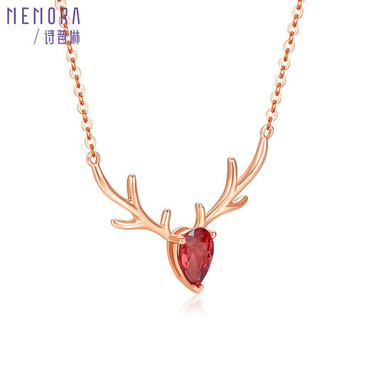 【1件7.5折】心花鹿放系列石榴石托帕石18K金项链KN2637 商品图1