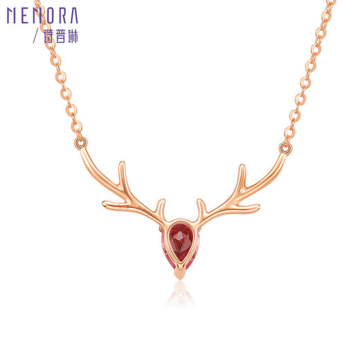 【1件7.5折】心花鹿放系列石榴石托帕石18K金项链KN2637 商品图7