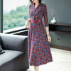 AHM-tywf6662新款气质优雅V领七分袖中长款修身显瘦复古印花针织连衣裙 商品缩略图2