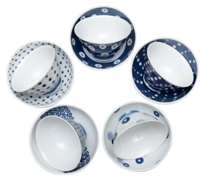 日本Saikai Indigo Blue Rice & Soup Bowl Set10P碗具套组598268JPY带授权招加盟代理