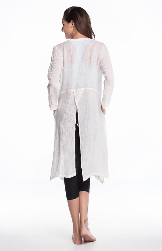 HWT全麻折绉时尚开叉开衫 商品图1