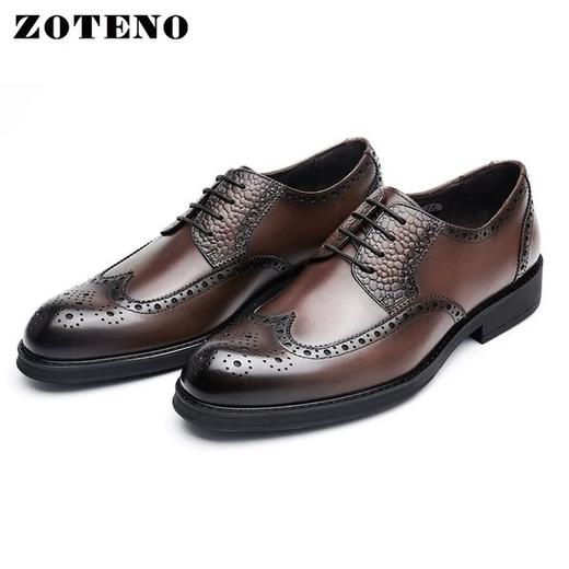 佐天奴/ZOTENO   春夏商务正装皮鞋真皮布洛克牛皮鞋 商品图1