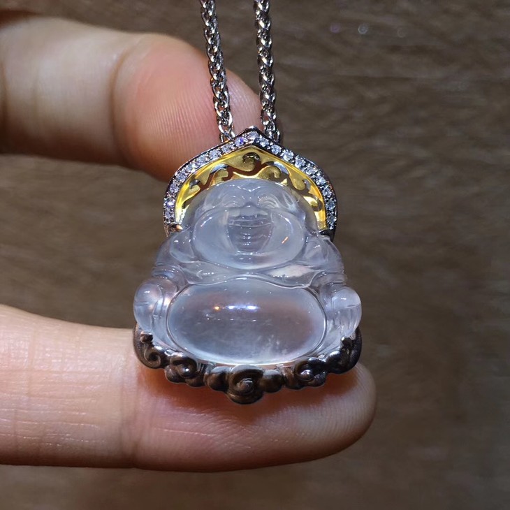 玻璃老坑种白冰时尚佛公吊坠可爱的佛公时尚出色靓丽十足的一款精品带