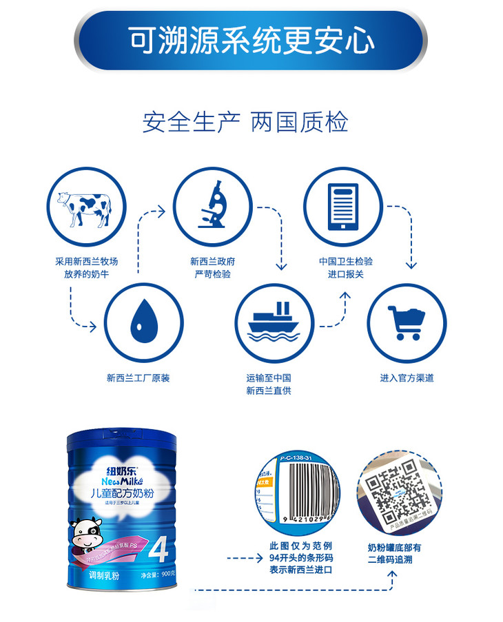 新西兰原装进口纽奶乐newmilk婴儿配方牛奶粉4段900g适合37岁