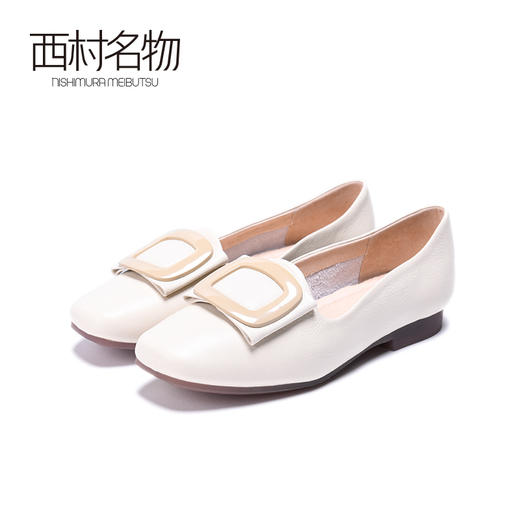 西村名物女鞋2020新款方扣平底低跟舒适柔软单鞋子X20AE16721 商品图1