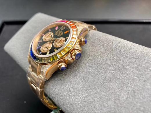 NOOB劳力士 彩虹迪 蚝式恒动宇宙计型迪通拿：外圈镶嵌彩虹渐变色蓝宝石，代替了经典的测速外圈，表耳及表冠护肩镶嵌56颗圆形切割钻石每一道工序精制严谨确保角度颜色与原版一样光彩夺目【1】表盘镶嵌11颗 商品图11