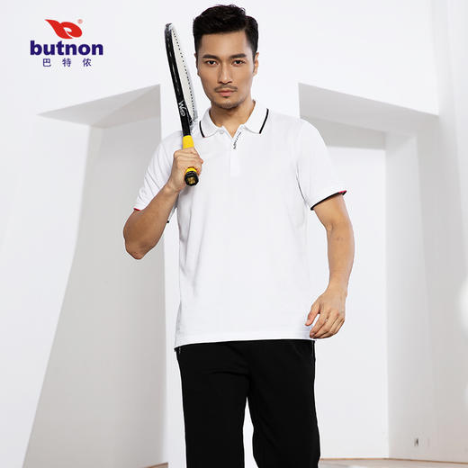 0123巴特侬男运动短袖休闲T恤男短袖POLO衫纯色棉短袖 商品图3