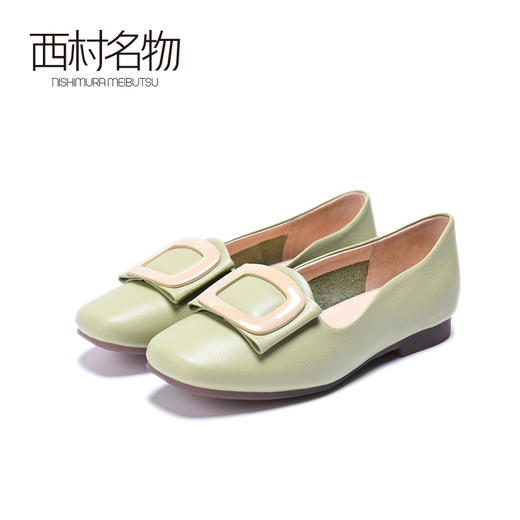 西村名物女鞋2020新款方扣平底低跟舒适柔软单鞋子X20AE16721 商品图0