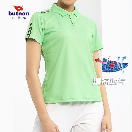 0126巴特侬新款女休闲短袖运动短T针织反领女短袖上衣 商品图7