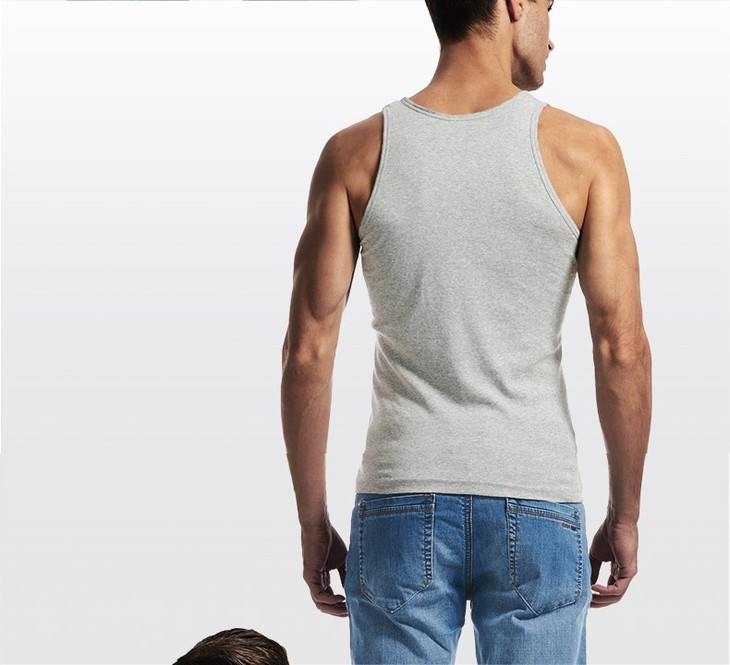 浪莎男士背心 纯棉春夏白色跨栏工字健身运动打底男式全棉背心男潮 3