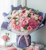 亲爱的你--粉佳人玫瑰16枝、白和粉色洋桔梗各5枝、尤加利10枝、浅紫色小菊3枝、深粉色绣球1枝 商品缩略图0