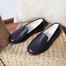 内联升男鞋手工单鞋镶芯皮底小平式男皮便鞋7134A