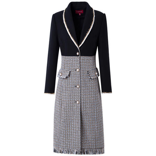 FMY-28609复古时尚小香风修身拼接粗花呢流行大衣 商品图1