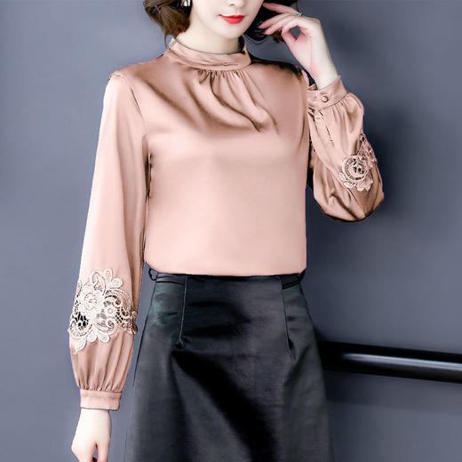 AHM jt15225大码短款仿桑蚕丝衬衣宽松女上衣 商品图8