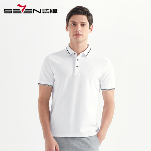 柒牌男装短袖POLO衫商务休闲翻领衬衫男士夏季薄款弹力透气打底衫	118T70990 商品图0