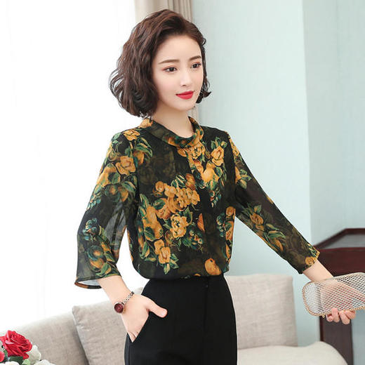 AHM-lymy606新款时尚气质印花雪纺衫 商品图2