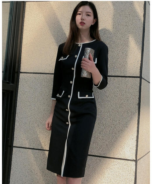 “斯嘉丽琴音”J20183857 颈袖添香季新款时尚OL修身包臀气质职场装连衣裙J3857T1X5 商品图2