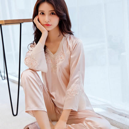 蕾丝长袖套头两件套装睡衣，性感可爱家居服MS21861 商品图5