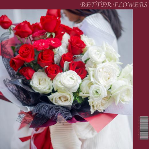 《白玫瑰与红玫瑰》混搭玫瑰花束 商品图1