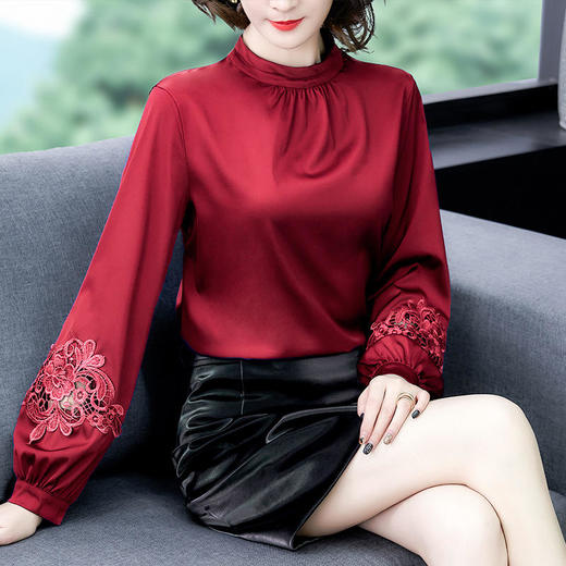 AHM jt15225大码短款仿桑蚕丝衬衣宽松女上衣 商品图6