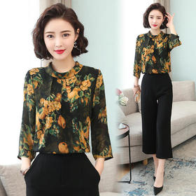 AHM-lymy606新款时尚气质印花雪纺衫