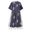AYK-QF-191223印花拼接时尚中袖旗袍立领排扣A字连衣裙 商品缩略图4