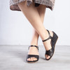 T93976-1 真皮凉鞋女 2020夏季新款简约坡跟女鞋高跟牛皮鱼嘴鞋 商品缩略图2