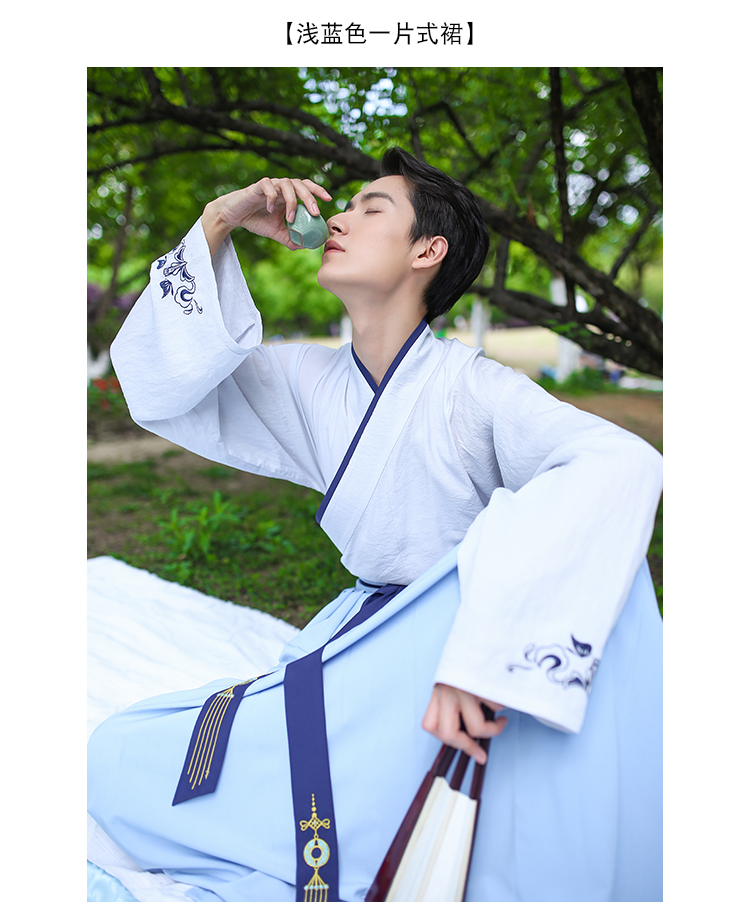 重回汉唐锦瑟汉服男原创刺绣交领衣裳襦裙