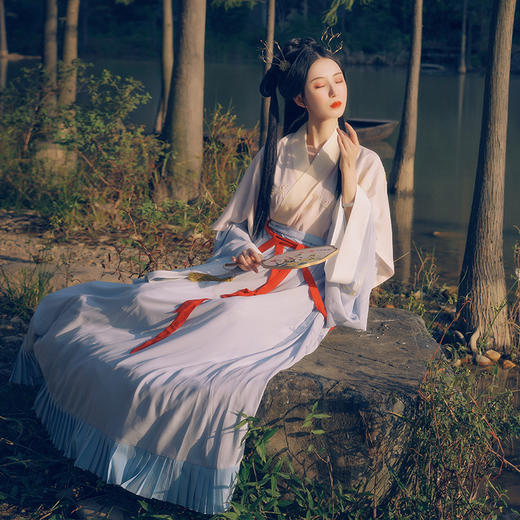 重回汉唐洛水瑶晋制汉服女原创齐腰襦裙中国风学生春季女装套装