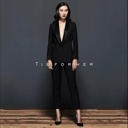 TF065 TieForHer礼服款缎边黑色九分西裤 商品图0