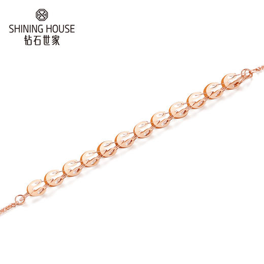 【时尚K金】钻石世家 18K环环相扣手链系列 镂空环扣设计 百搭手链 链长大约16-17.5厘米 大约0.75（约0.85±0.1克） 商品图1