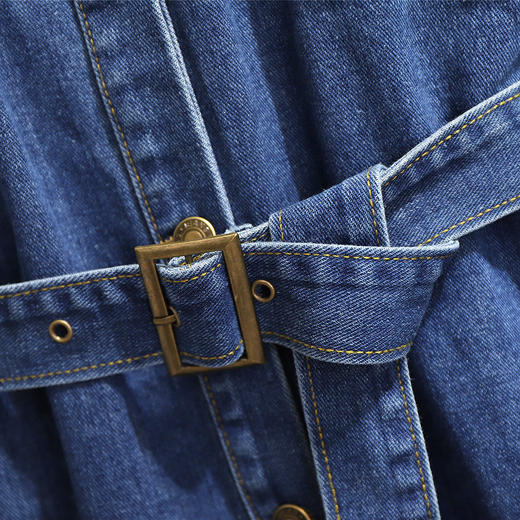 BXC-60503春夏韩版中长款宽松a字裙长袖牛仔连衣裙 商品图3