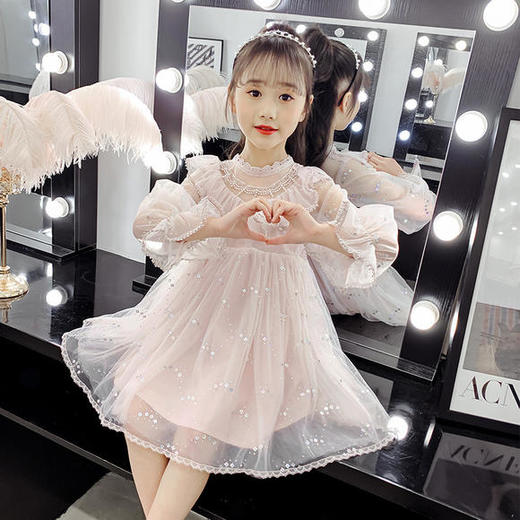 JSL-ALY20011韩版洋气亮片蕾丝网纱公主裙 商品图2
