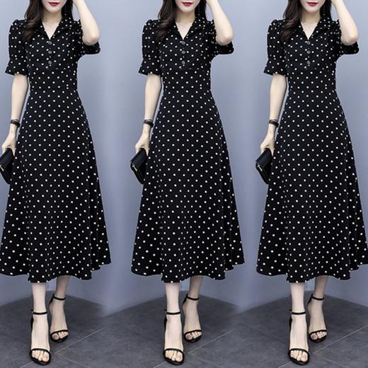 NYL-7298392夏季新款修身显瘦V领时尚气质过膝长裙 商品图0